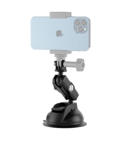 TELESIN Supporto a Ventosa Universale con Supporto per Telefono e Montaggio Action Camera TE-SUC-012