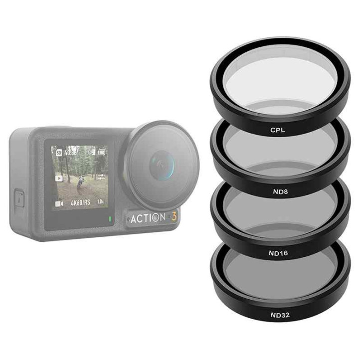 Set 4 Filtri TELESIN CPL/ND8/ND16/ND32 per DJI Osmo Action 3 / 4 / 5 Set 4 Filtri TELESIN CPL/ND8/ND16/ND32 per DJI Osmo Action 3 / 4 / 5