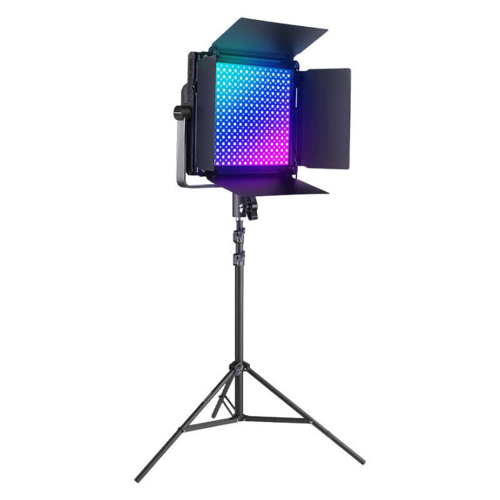 Neewer Kit 2 Lampade LED RGB1200 60W 2500-8500K con Treppiedi e Barn Doors