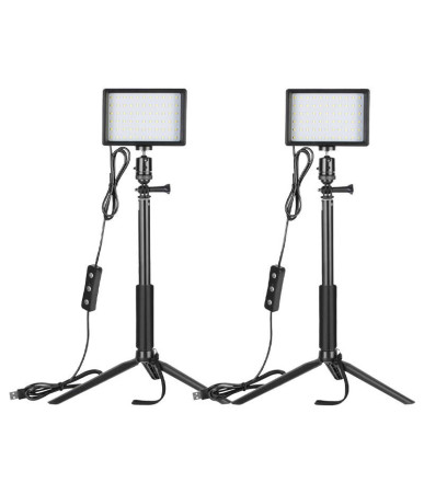 Neewer Kit 2 Lampade LED ZC-10S con Filtri e Treppiedi