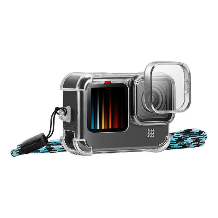 PULUZ Case con Tappo Obiettivo e Tracolla per GoPro Hero 9 / 10 / 11 PULUZ Case con Tappo Obiettivo e Tracolla per GoPro Hero 9 / 10 / 11