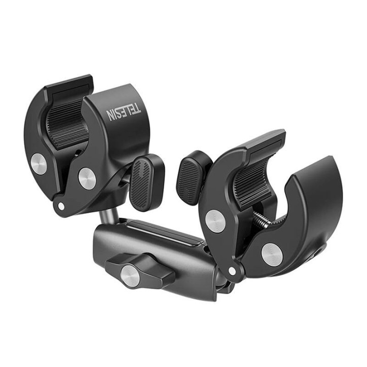 TELESIN Supporto Morsetto Doppio per Manubrio Moto/Bici