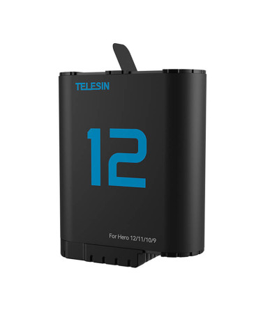 TELESIN Batteria al Litio per GoPro Hero 12/11/10/9 Blu 1750mAh