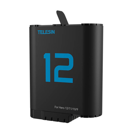 TELESIN Batteria al Litio per GoPro Hero 12/11/10/9 Blu 1750mAh