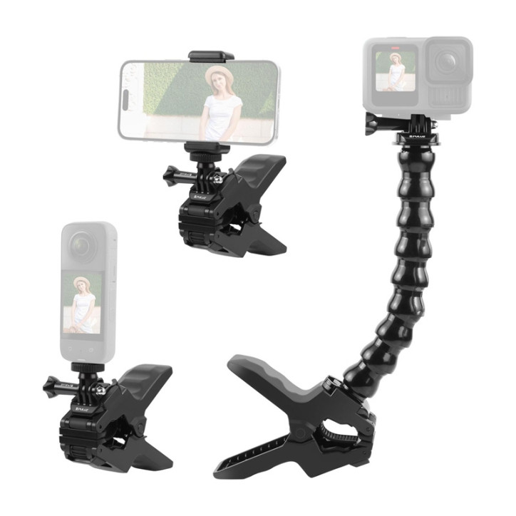 Supporto Flessibile Puluz PU740B con Morsetto per Fotocamere Sportive