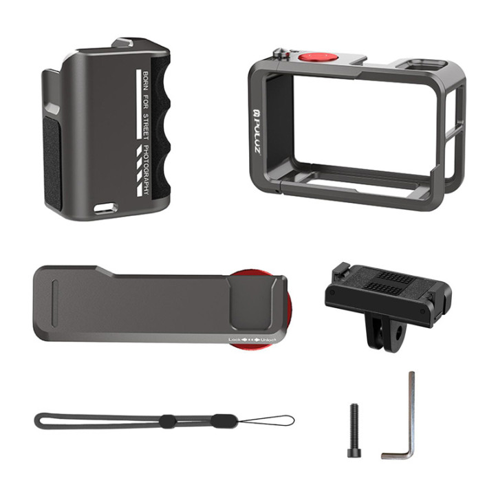 Puluz Custodia Protettiva in Metallo con Manico per DJI Osmo Action 5 Pro / Action 4 / Action 3 Puluz Custodia Protettiva in Metallo con Manico per DJI Osmo Action 5 Pro / Action 4 / Action 3