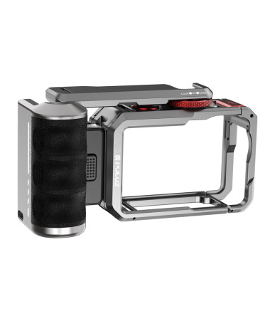 Cage in titanio con manico e attacchi Puluz aggiuntivi per DJI Osmo Action 6