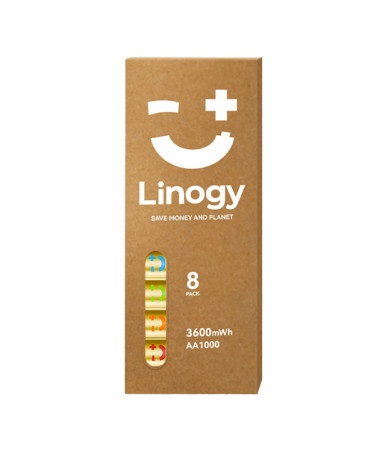 LINOGY Set 8 Batterie Ricaricabili Li-ion Pro AA