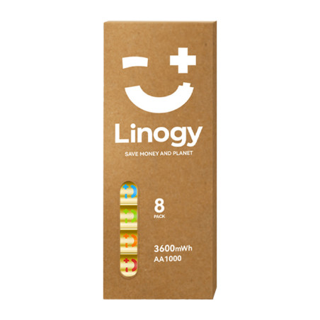 LINOGY Set 8 Batterie Ricaricabili Li-ion Pro AA