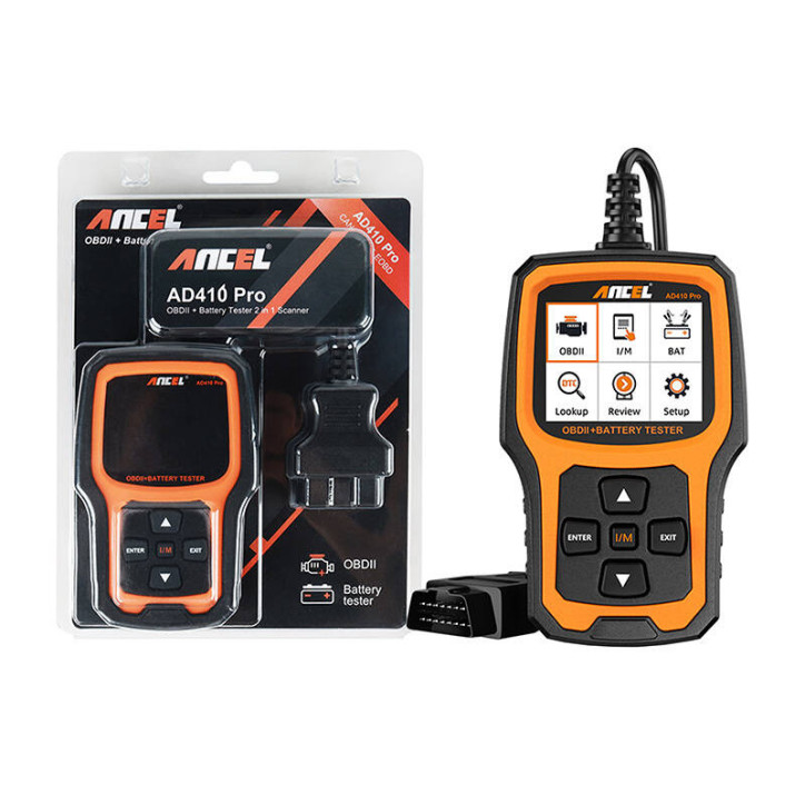 Ancel AD410 PRO Scanner Diagnostico OBD2 e Tester Batteria