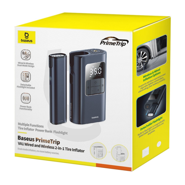 Baseus PrimeTrip VA1 Pompa 2-in-1 con Torcia Nera