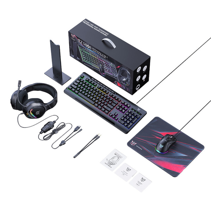 ONIKUMA TZ5008 5-in-1 Gaming Set: Tastiera + Mouse + Cuffie + Mouse Pad + Supporto ONIKUMA TZ5008 5-in-1 Gaming Set: Tastiera + Mouse + Cuffie + Mouse Pad + Supporto