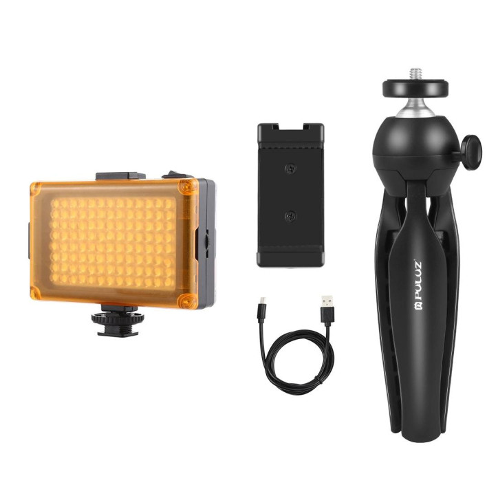 Puluz Set Registrazione Live Treppiede + Lampada LED + Clip Telefono PKT3131B Puluz Set Registrazione Live Treppiede + Lampada LED + Clip Telefono PKT3131B