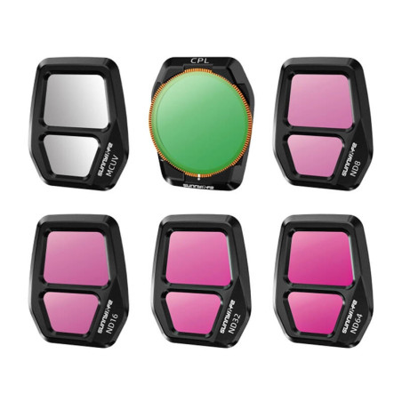 Sunnylife Set 6 Filtri Mix MCUV, CPL, ND8, ND16, ND32, ND64 per DJI AIR 3S