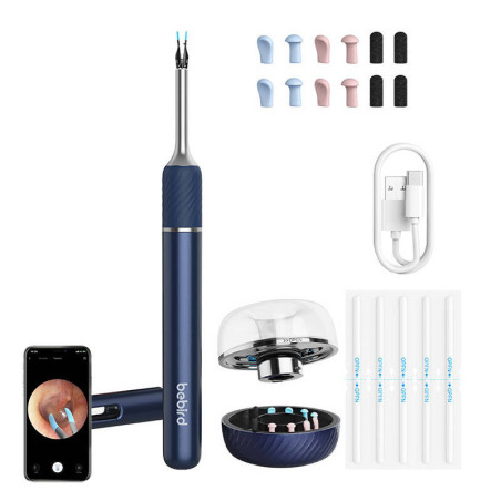 Bebird Note 5 Pro Otoscopio con telecamera per pulizia orecchie Blu