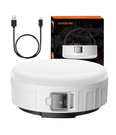 Superfire T25 Torcia da campeggio, 400 lm, USB, 3 modalità