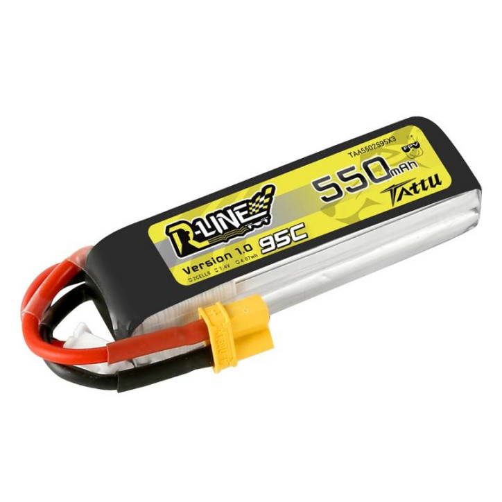 Batteria Tattu R-Line 550mAh 7.4V 95C 2S1P XT30