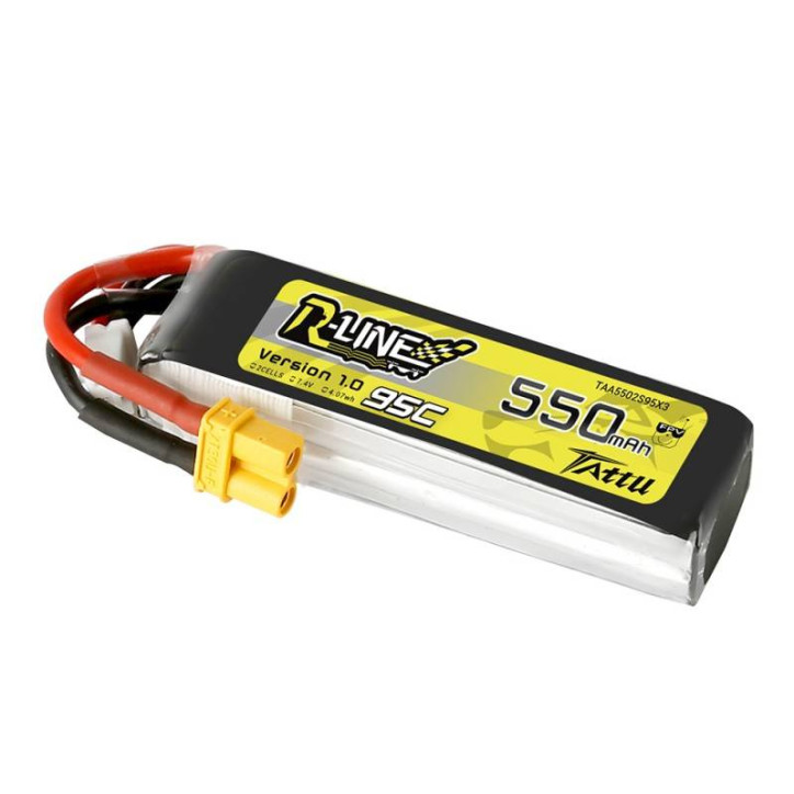 Batteria Tattu R-Line 550mAh 7.4V 95C 2S1P XT30