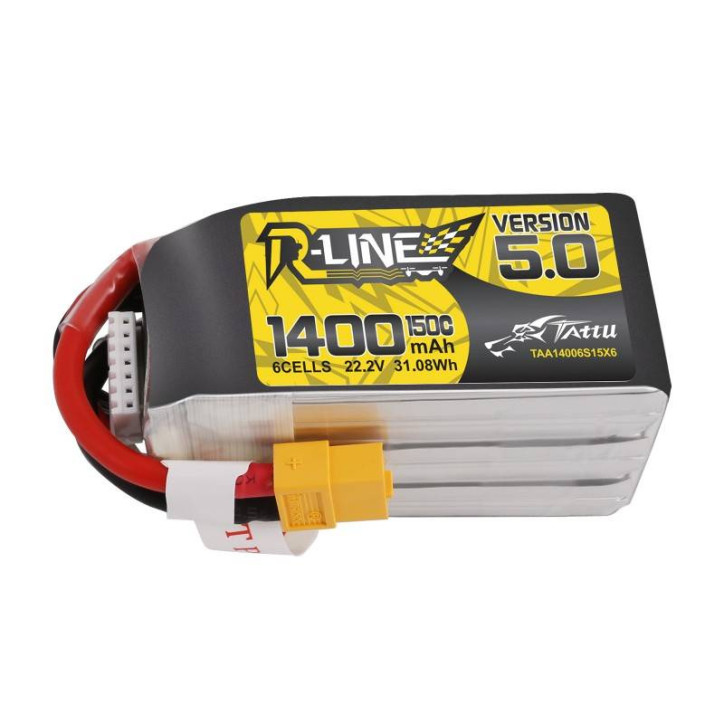 Batteria Tattu R-Line 5.0 1400mAh 22.2V 150C 6S1P XT60