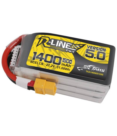 Batteria Tattu R-Line 5.0 1400mAh 22.2V 150C 6S1P XT60