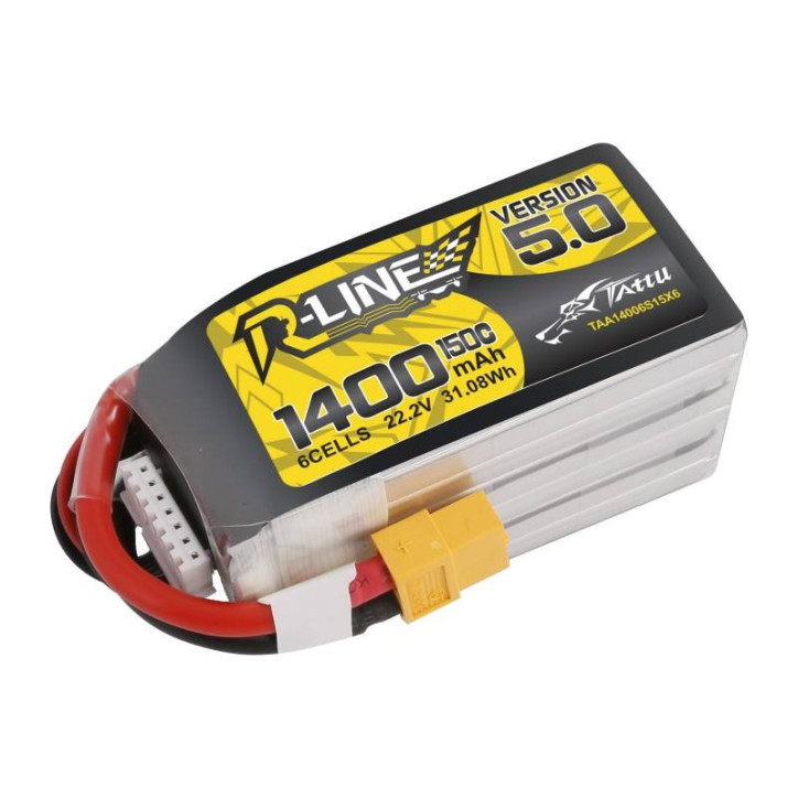 Batteria Tattu R-Line 5.0 1400mAh 22.2V 150C 6S1P XT60