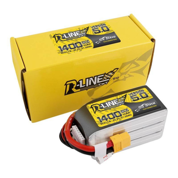 Batteria Tattu R-Line 5.0 1400mAh 22.2V 150C 6S1P XT60