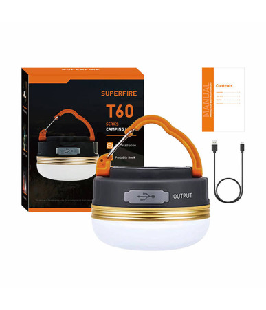 Lampada da campeggio Superfire T60, 2,5W, 1000mAh