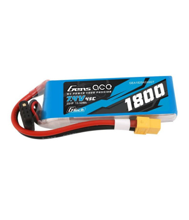 GensAce G-Tech LiPo 1800mAh 7.4V 45C 2S1P Batteria XT60