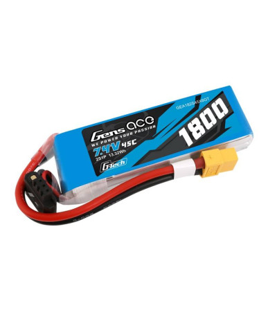 GensAce G-Tech LiPo 1800mAh 7.4V 45C 2S1P Batteria XT60