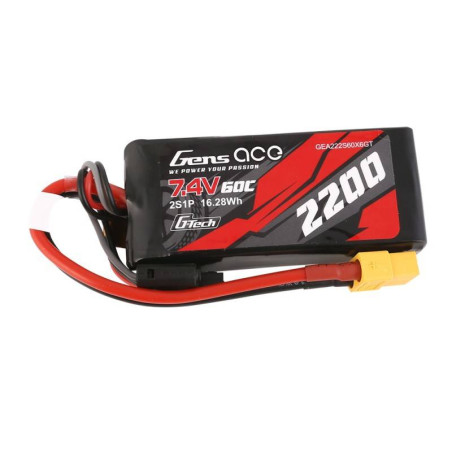 GensAce G-Tech LiPo 2200mAh 7.4V 60C 2S1P Batteria XT60