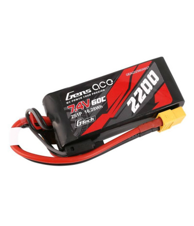 GensAce G-Tech LiPo 2200mAh 7.4V 60C 2S1P Batteria XT60