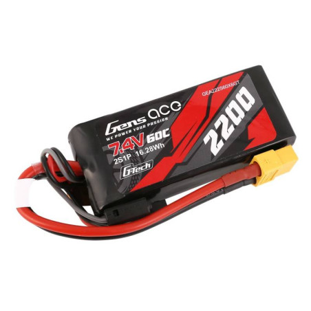 GensAce G-Tech LiPo 2200mAh 7.4V 60C 2S1P Batteria XT60