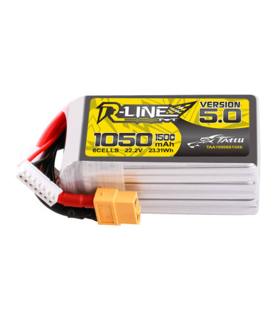 Tattu R-Line 5.0 1050mAh 22.2V 6S 150C XT60 Plug Battery