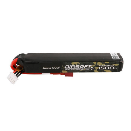 Gens ace 25C 1500mAh 3S1P 11.1V Batteria Lipo per Airsoft Gun con T Plug