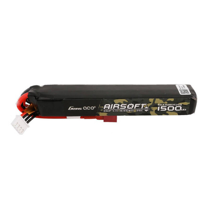 Gens ace 25C 1500mAh 3S1P 11.1V Batteria Lipo per Airsoft Gun con T Plug