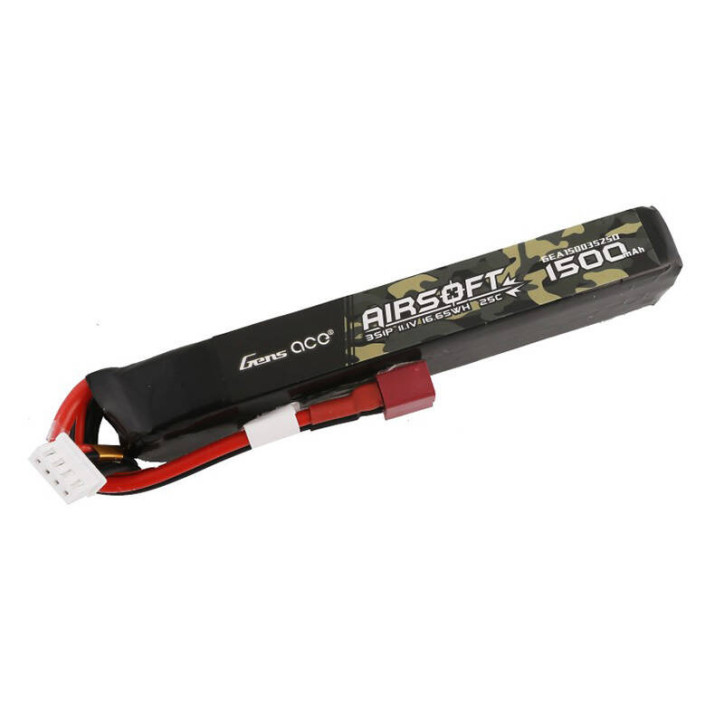 Gens ace 25C 1500mAh 3S1P 11.1V Batteria Lipo per Airsoft Gun con T Plug