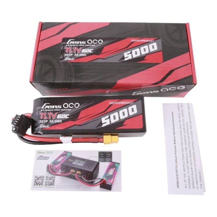 Gens ace G-Tech 5000mAh 11.1V 60C 3S1P Lipo con spina XT60