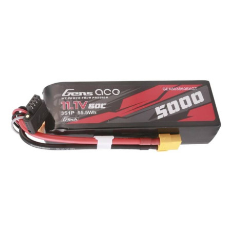 Gens ace G-Tech 5000mAh 11.1V 60C 3S1P Lipo Batteria Short-Size con XT60