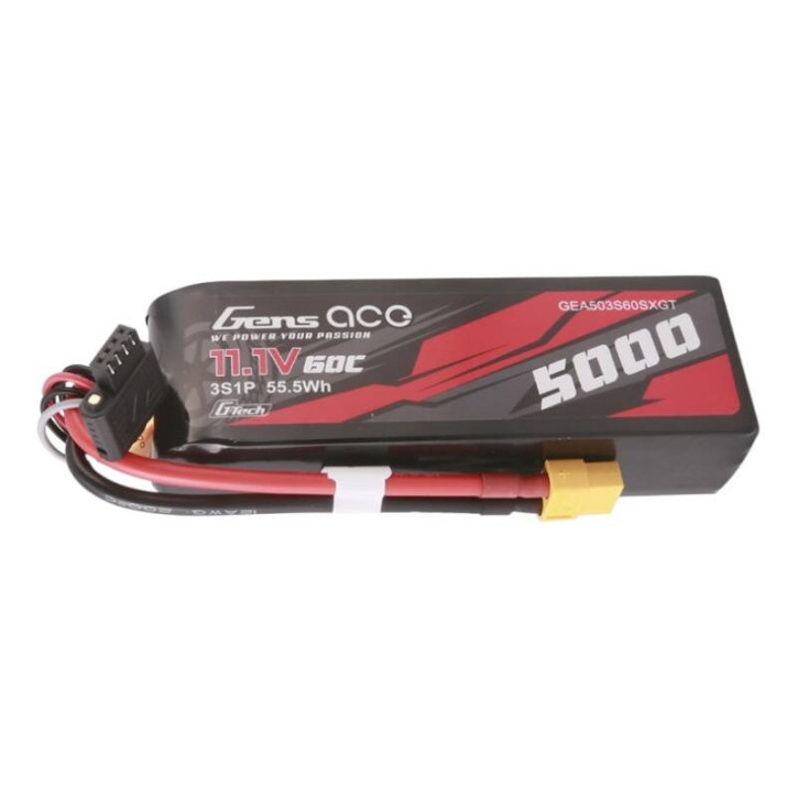 Gens ace G-Tech 5000mAh 11.1V 60C 3S1P Lipo Batteria Short-Size con XT60