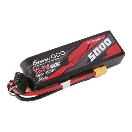Gens ace G-Tech 5000mAh 11.1V 60C 3S1P Lipo Batteria Short-Size con XT60