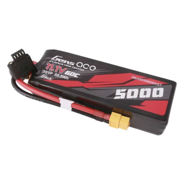Gens ace G-Tech 5000mAh 11.1V 60C 3S1P Lipo Batteria Short-Size con XT60