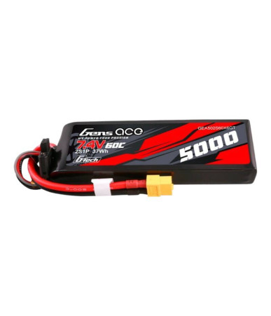 Gens ace G-Tech 5000mAh 7.4V 60C 2S1P Lipo con case in PC e connettore XT60