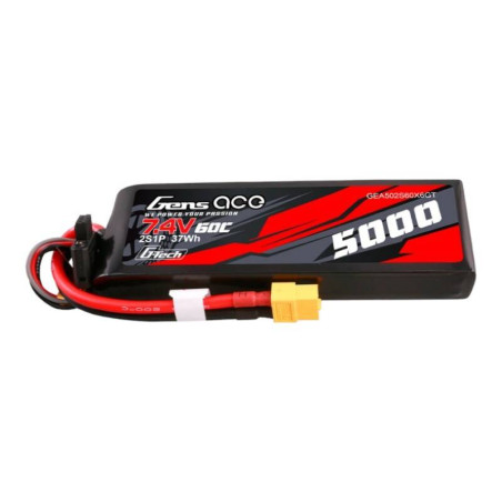 Gens ace G-Tech 5000mAh 7.4V 60C 2S1P Lipo con case in PC e connettore XT60