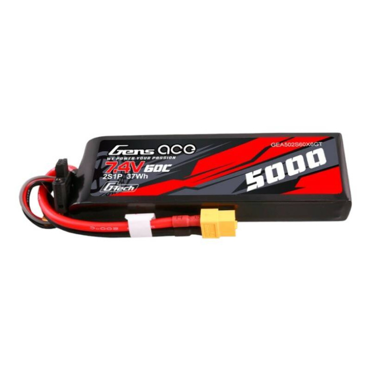 Gens ace G-Tech 5000mAh 7.4V 60C 2S1P Lipo con case in PC e connettore XT60