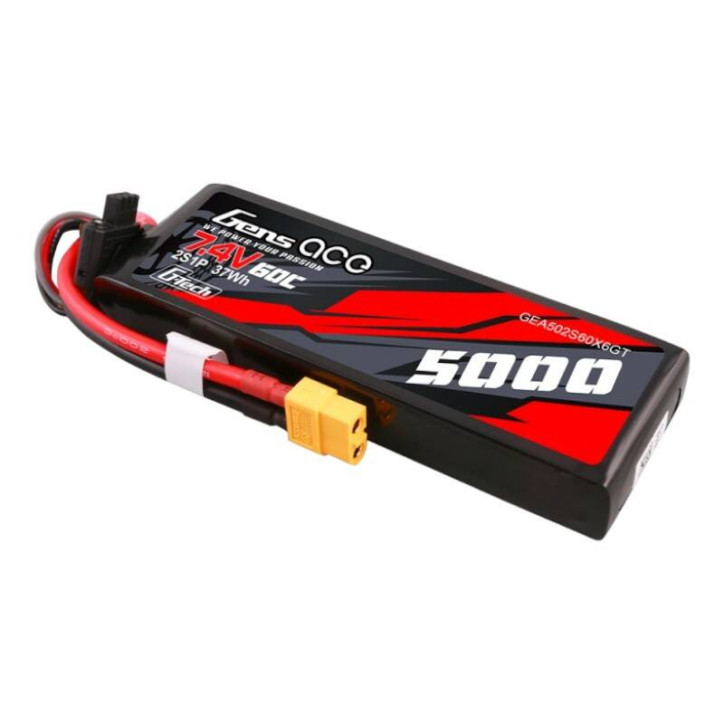 Gens ace G-Tech 5000mAh 7.4V 60C 2S1P Lipo con case in PC e connettore XT60