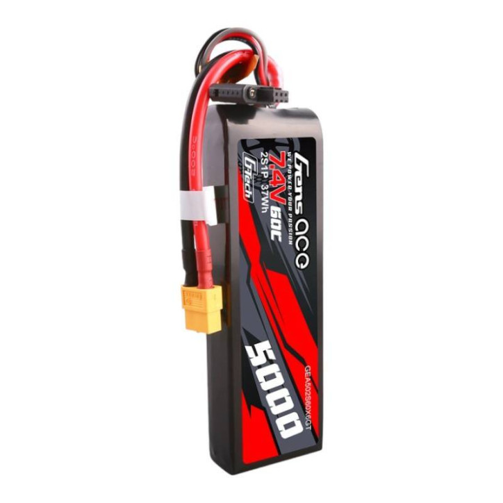 Gens ace G-Tech 5000mAh 7.4V 60C 2S1P Lipo con case in PC e connettore XT60