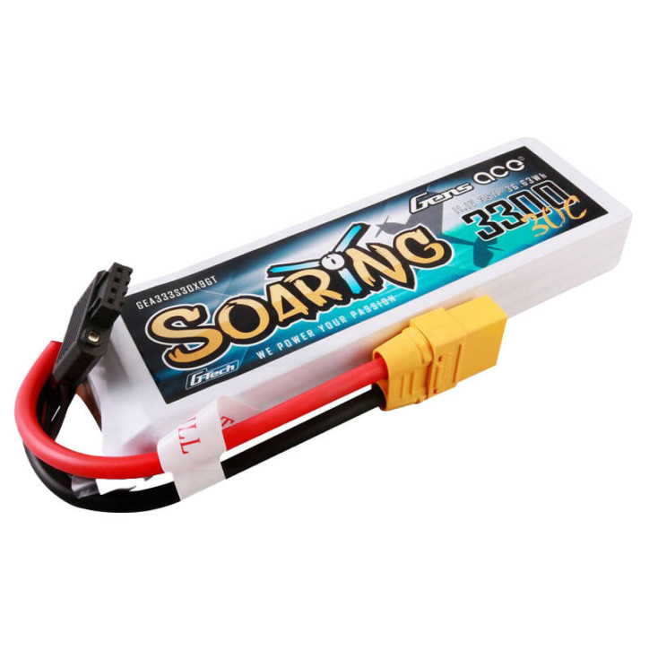 Gens ace G-Tech Soaring 3300mAh 11.1V 30C 3S1P Lipo Battery Pack con XT90 plug