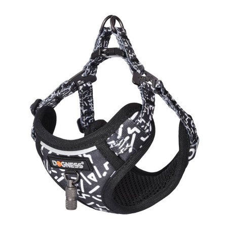 Set guinzaglio e pettorina Dogness per cani, 1,5m (nero e bianco)