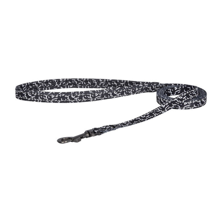 Set guinzaglio e pettorina Dogness per cani, 1,5m (nero e bianco)