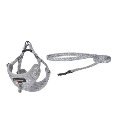Dogness Set Guinzaglio 1,5m + Pettorina per Cane (Grigio Chiaro)
